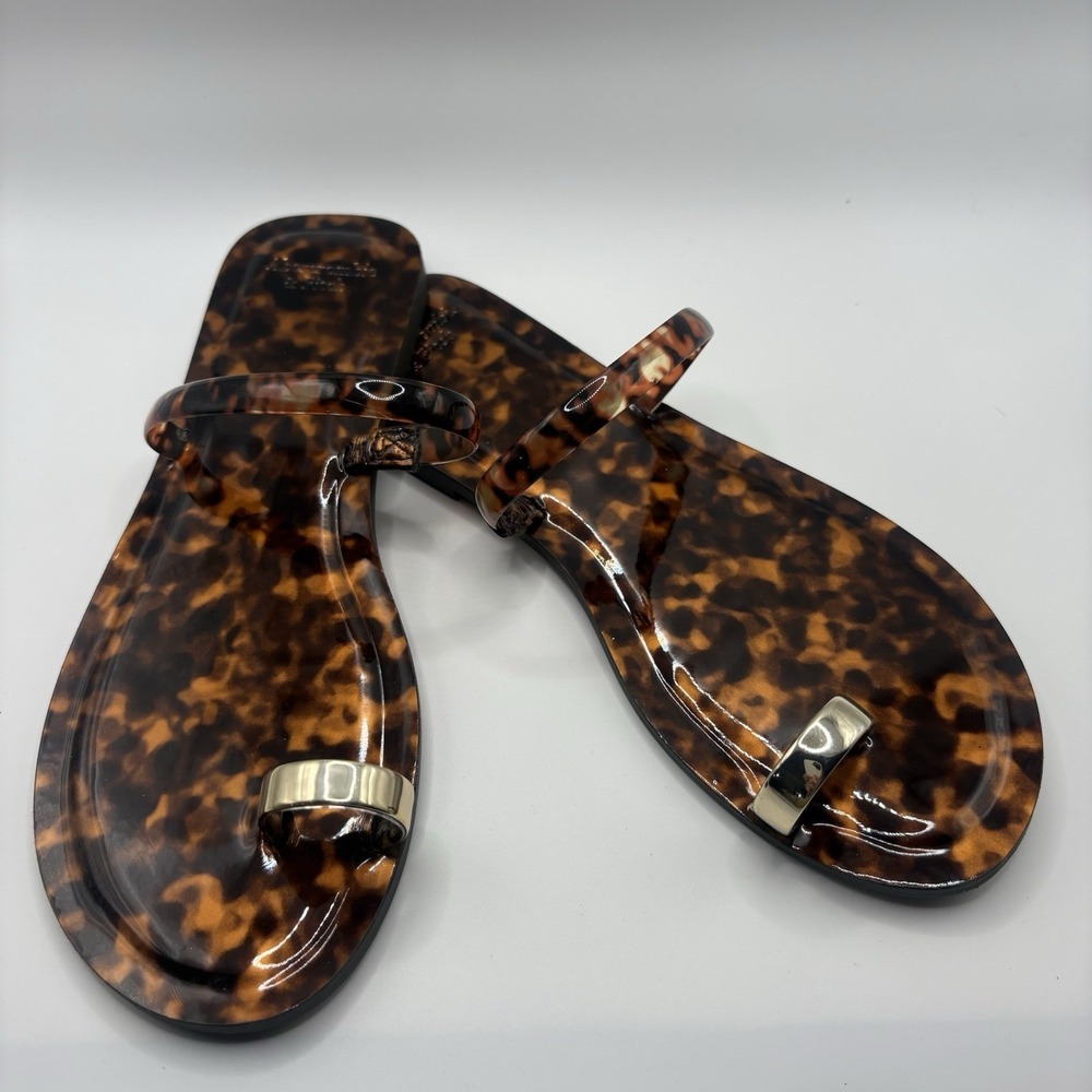 Women's Abercrombie & Fitch 6.5 Tortoise Shell Toe Loop Hardware Sandal